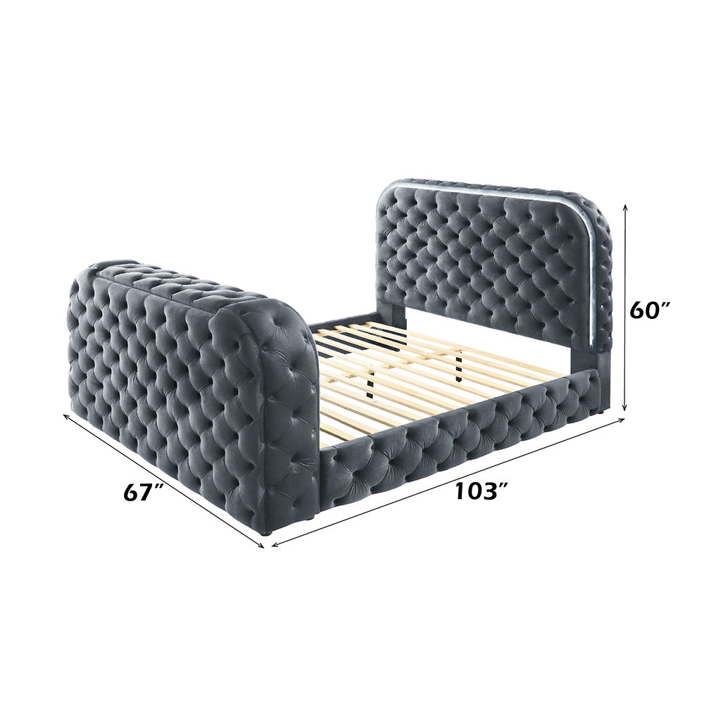 Kana - Bed With LED, Fireplace & TV Stand