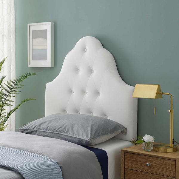 Sovereign Diamond Tufted Performance Velvet Headboard - Twin, White