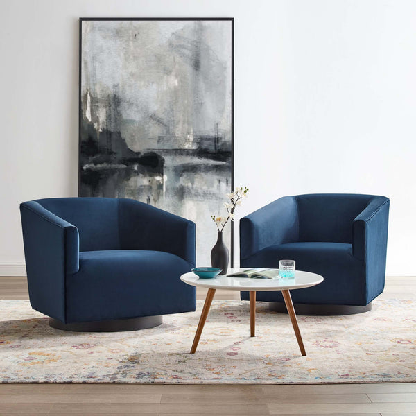 Twist Swivel Chair Performance Velvet Set of 2 - Midnight Blue
