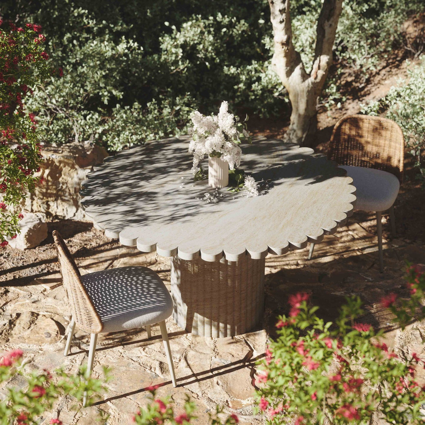 Blossom - Indoor / Outdoor Round Dining Table - Washed Travertine