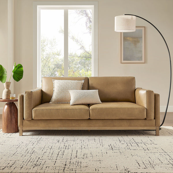 Roscoe 81 inch Vegan Leather Sofa - Toast