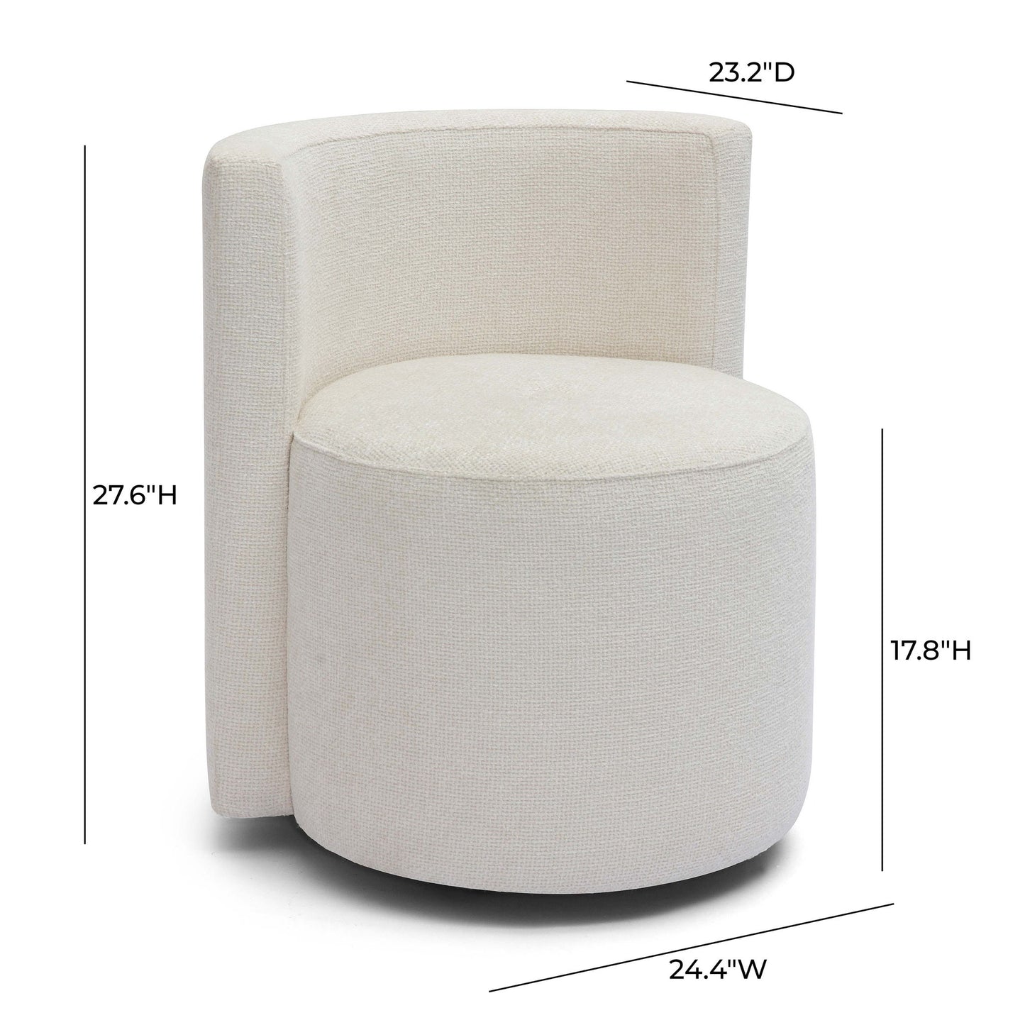 Alyssa - Chenille Rolling Desk Chair - Cream