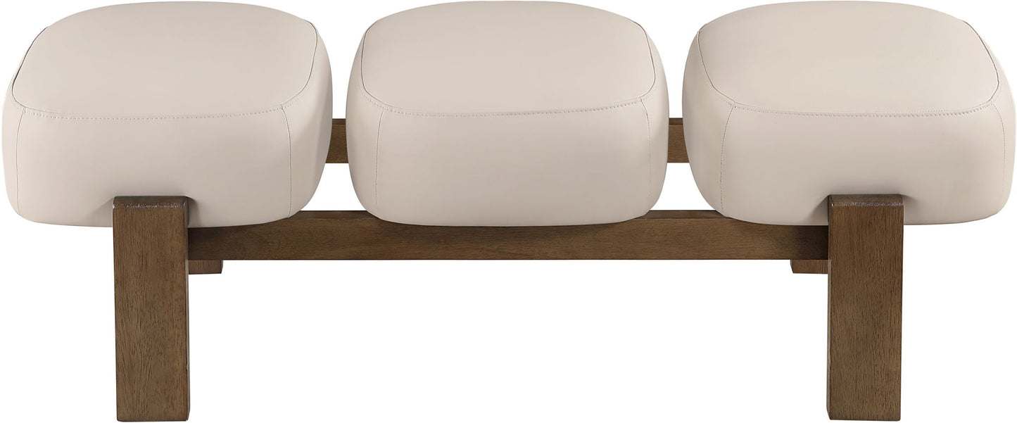 Woodcrest - Vegan Leather Upholstered Bench - Painted Brown Walnut Base