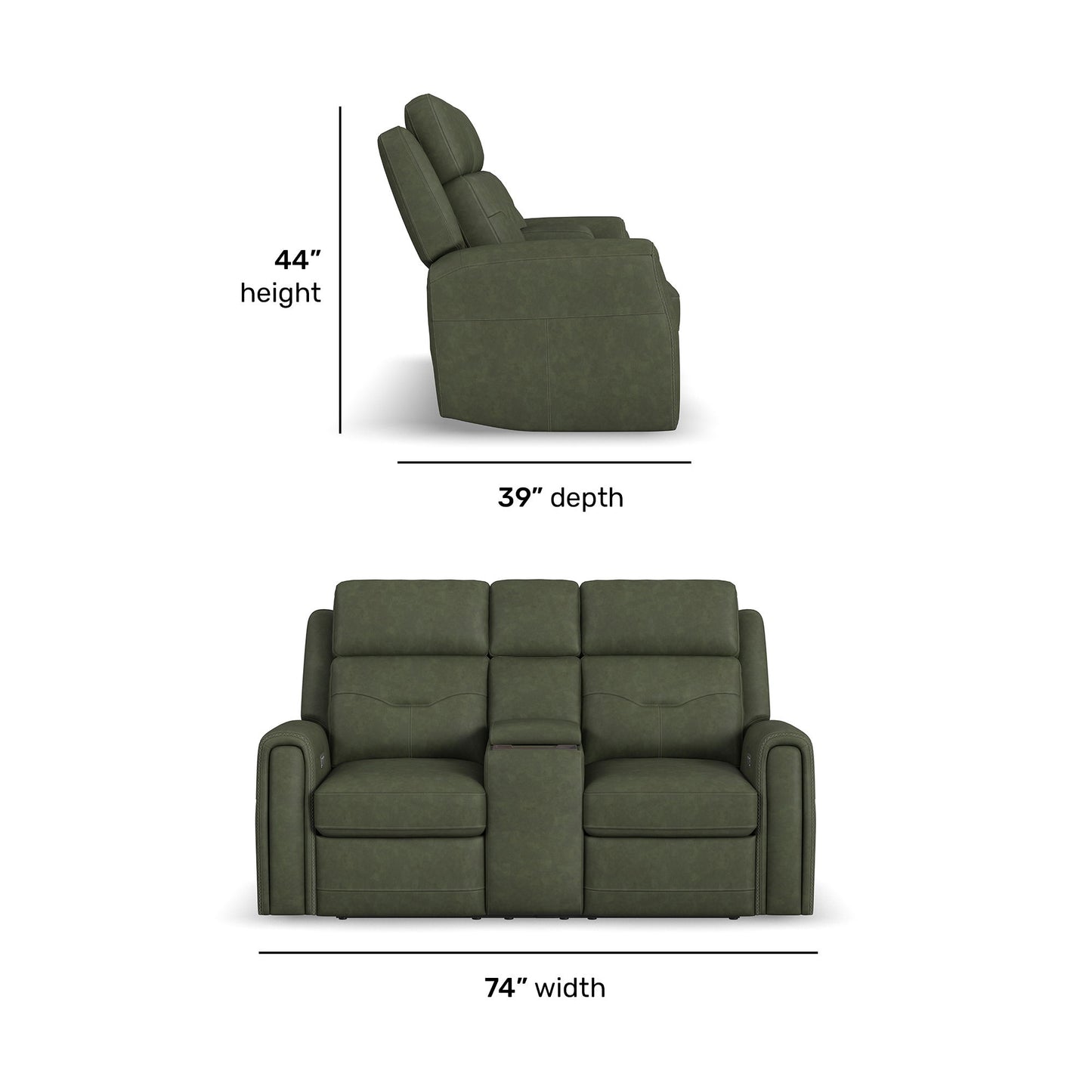 Felix - Power Reclining Loveseat With Console, Power Headrest, Lumbar, Heat & Massage