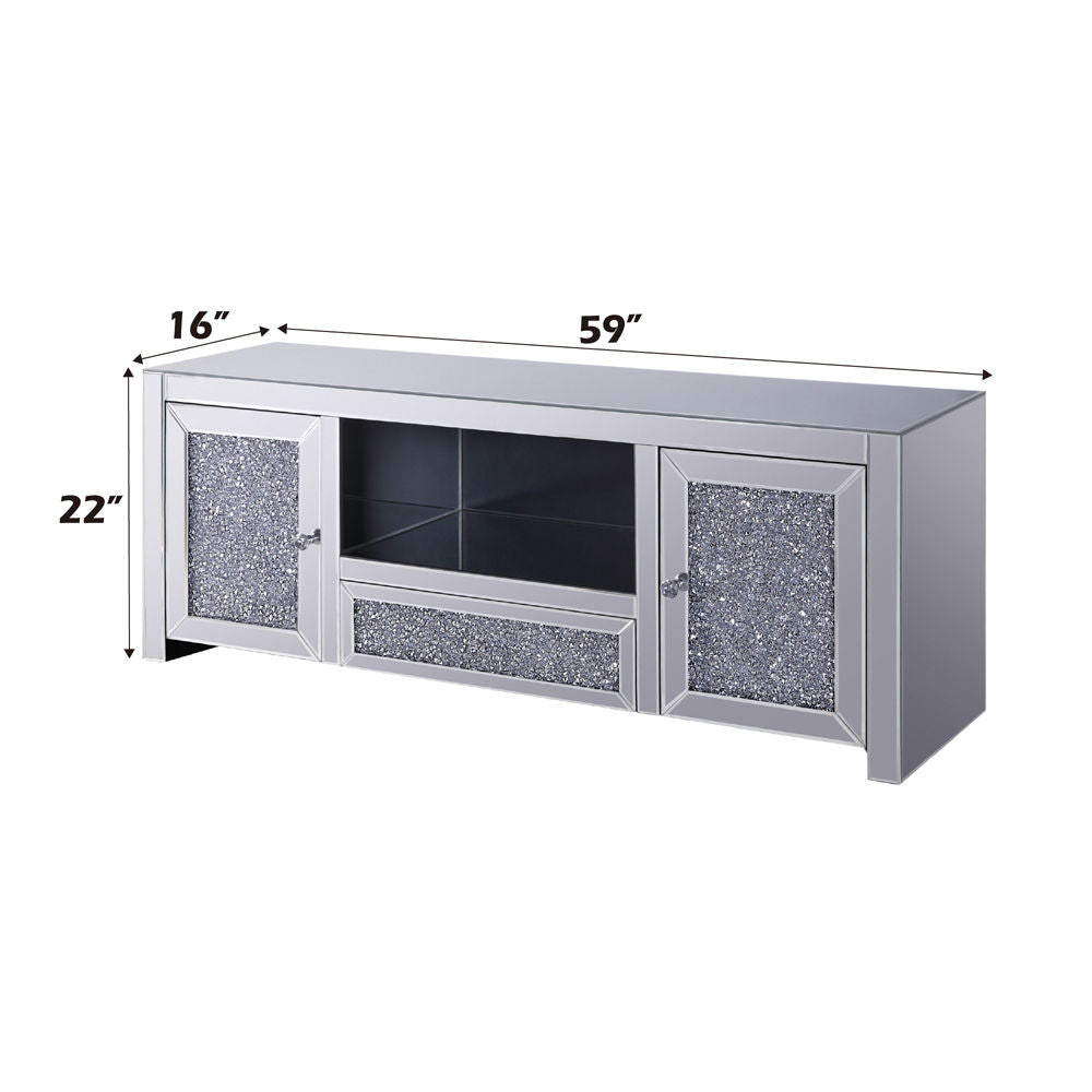 Noralie - TV Stand - Mirrored & Faux Diamonds