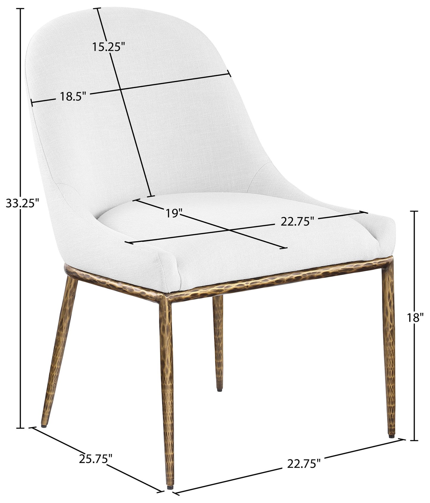 Ferro - Upholstered Dining Side Chair With Brushed Gold Legs