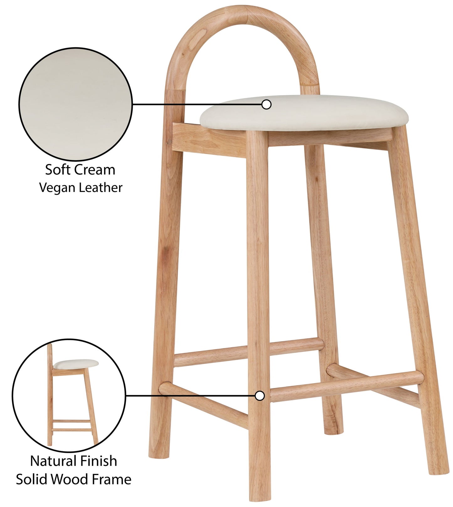 Calvin - Faux Leather Stool - Light Brown Legs