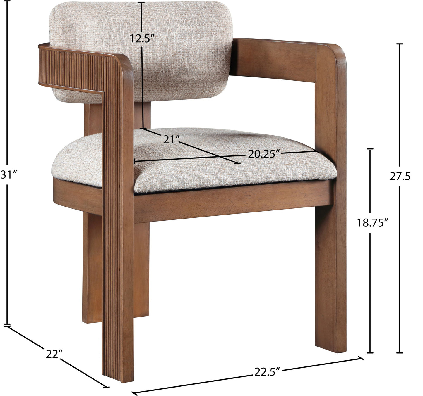Sacha - Linen Dining Chair With Brown Base (Set of 2)