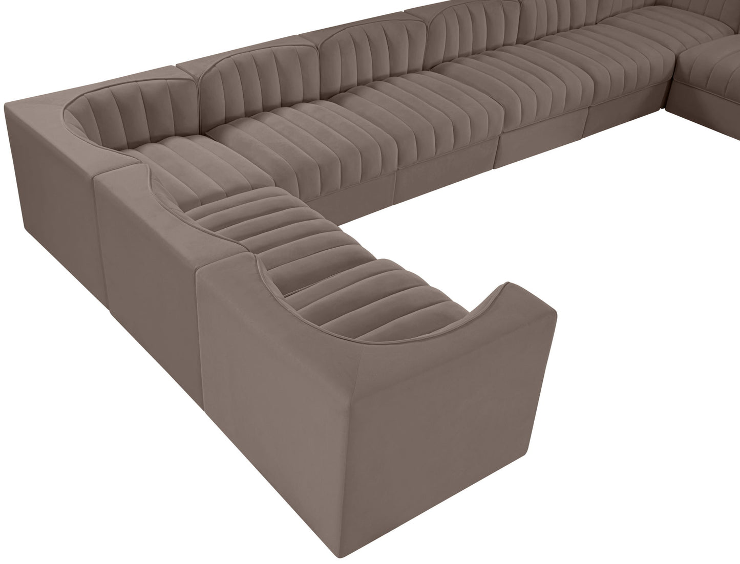 Rummi - Velvet Performance Fabric Upholstered 10 Piece Modular Sectional