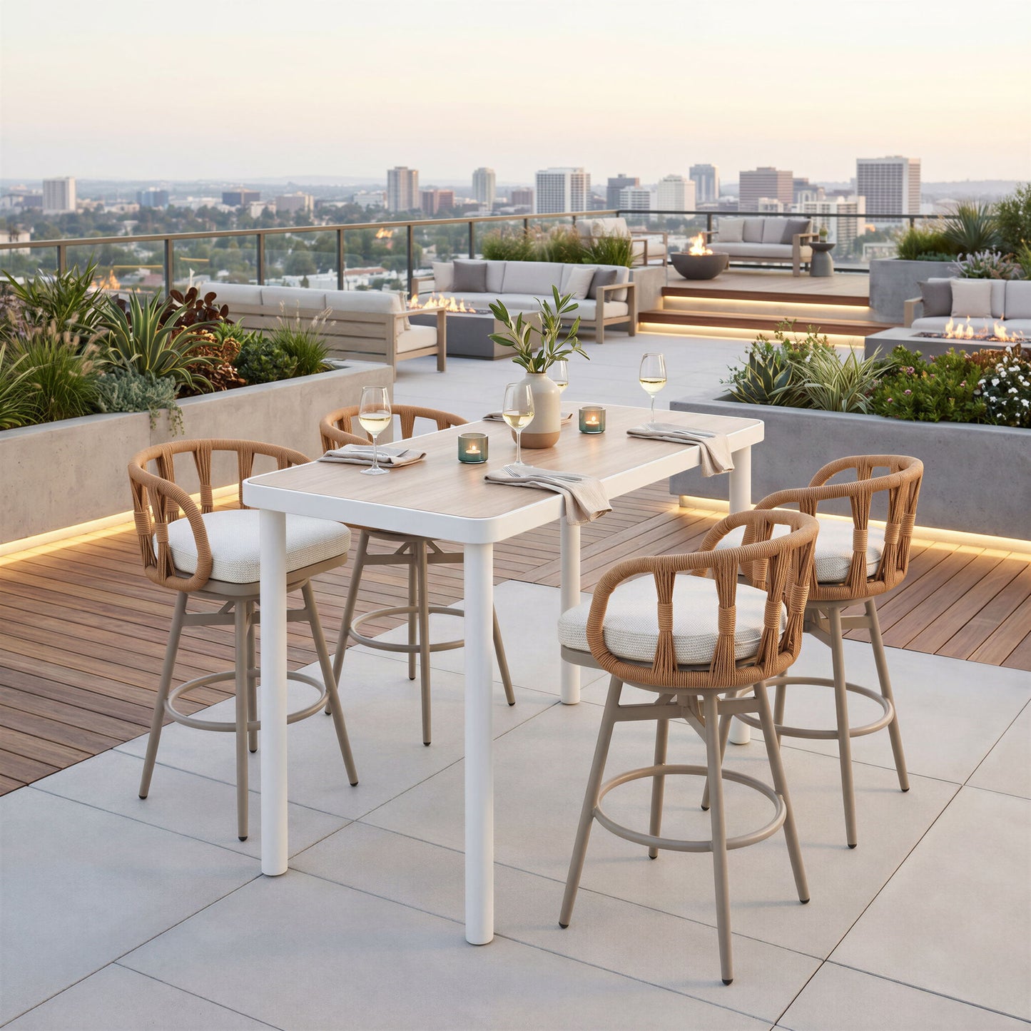 Safal - Outdoor Swivel Barstool - Multicolor