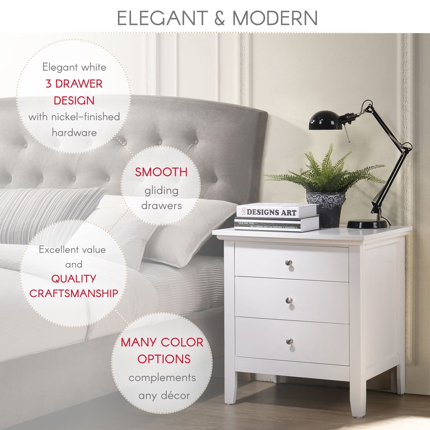 Glory Furniture - Hammond - 3 Drawer Nightstand