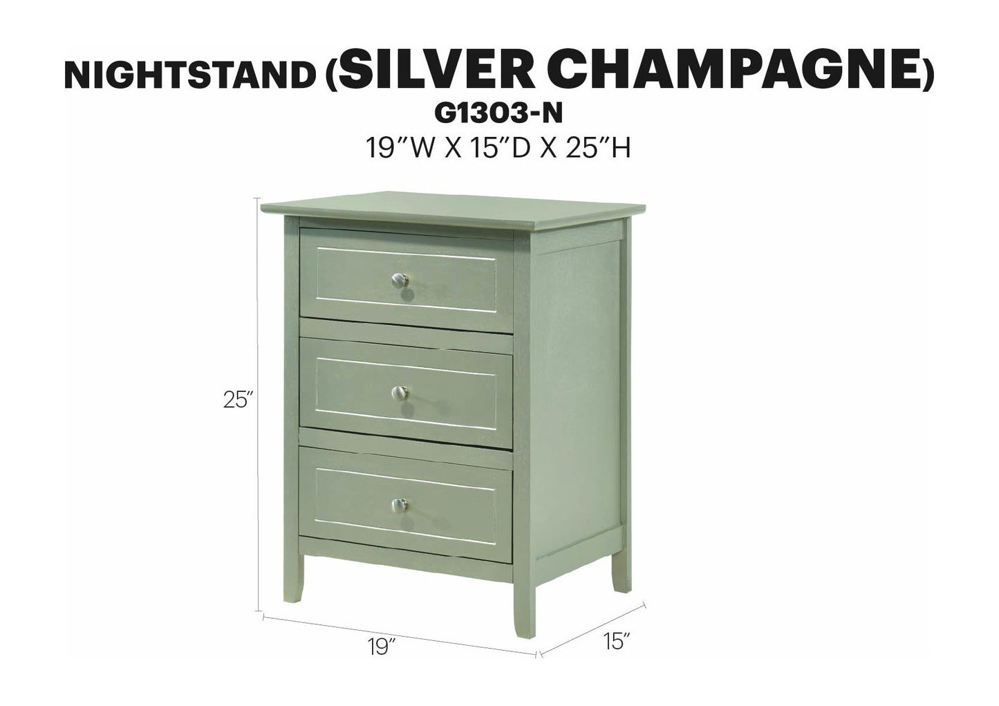 Glory Furniture - Daniel - 3 Drawer Nightstand