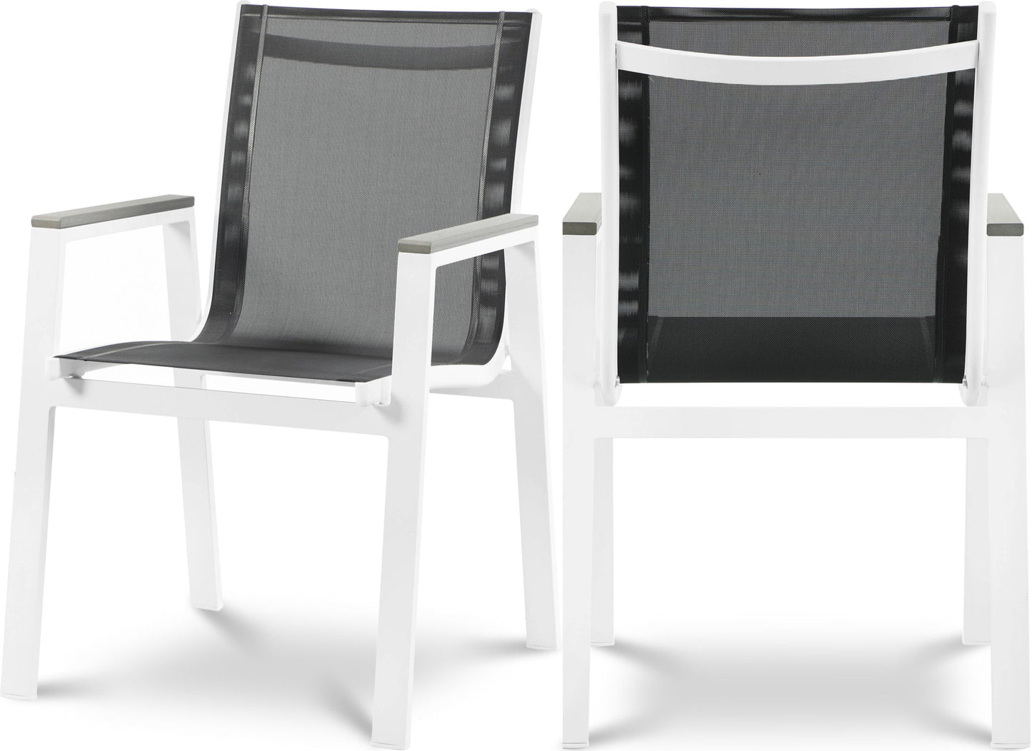 Nizuc - Outdoor Patio Dining Arm Chair With White Frame And Gray Arms (Set of 2)