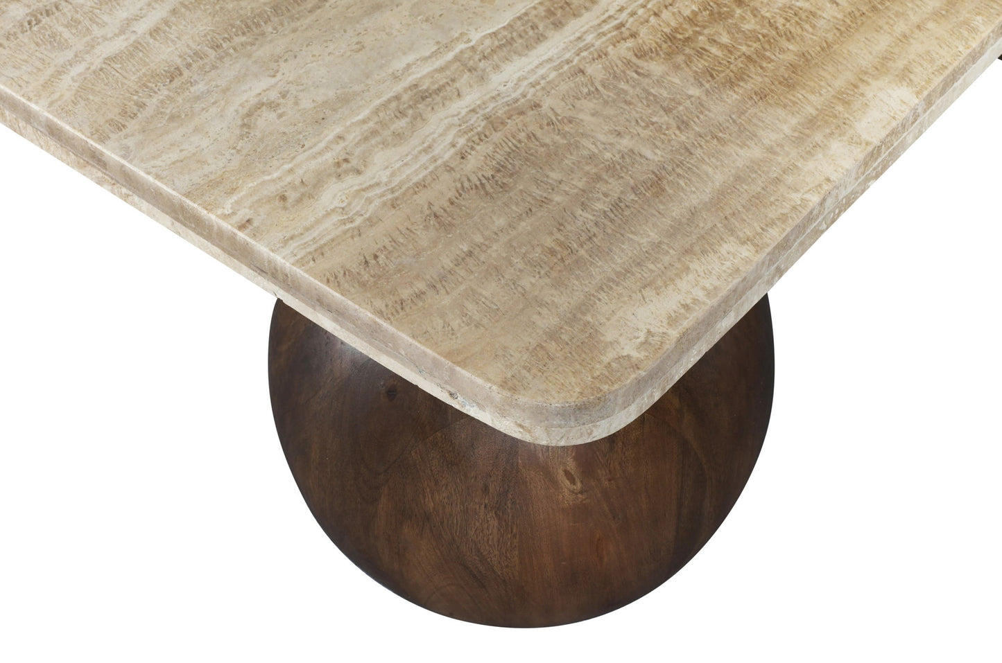 Strata - Travertine And Mango Wood Coffee Table - Brown / Beige