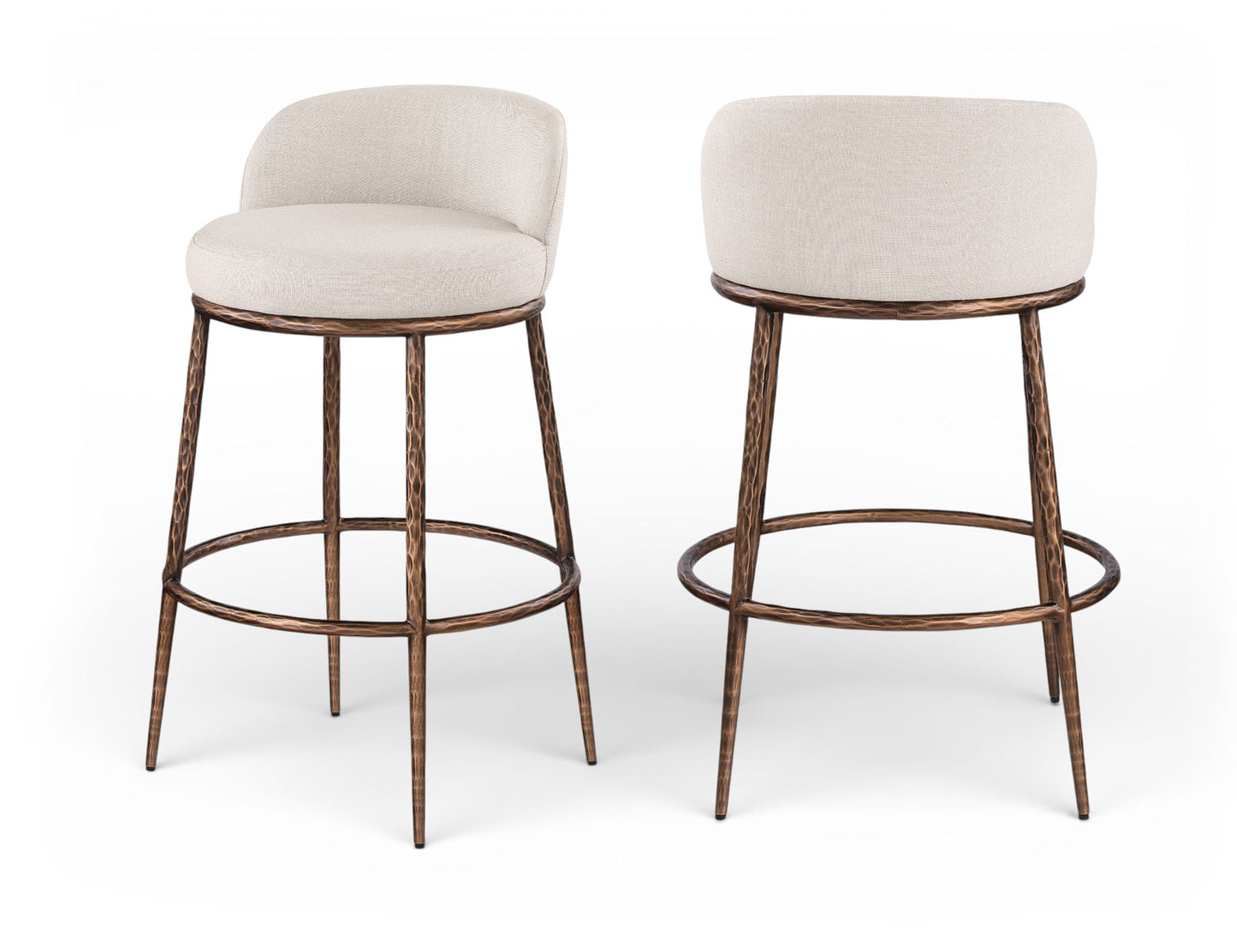 Ferro - Performance Fabric Upholstered Bar Stool - Antique Bronze