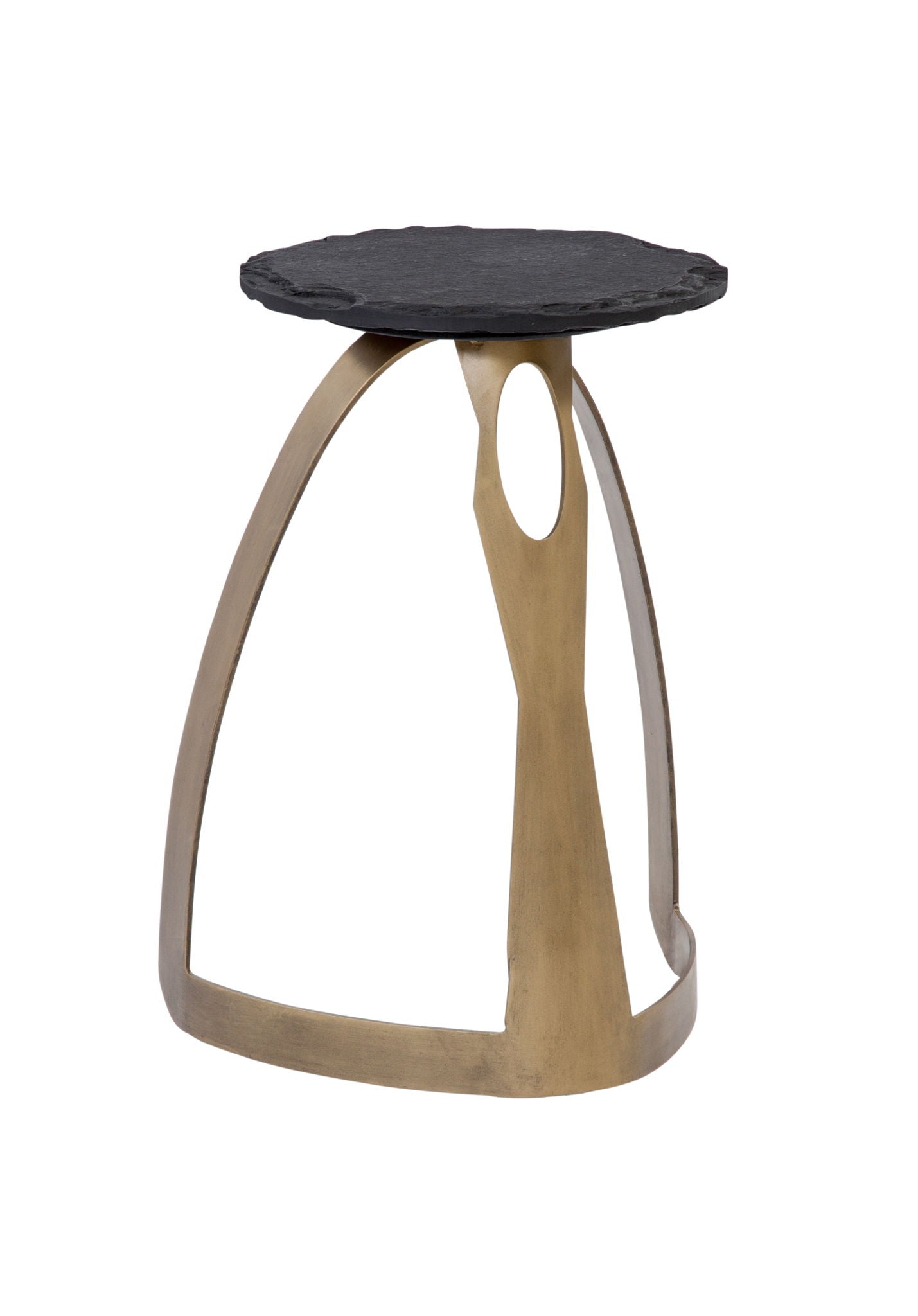 Vaughan - Accent Table - Antique Brass / Black Slate