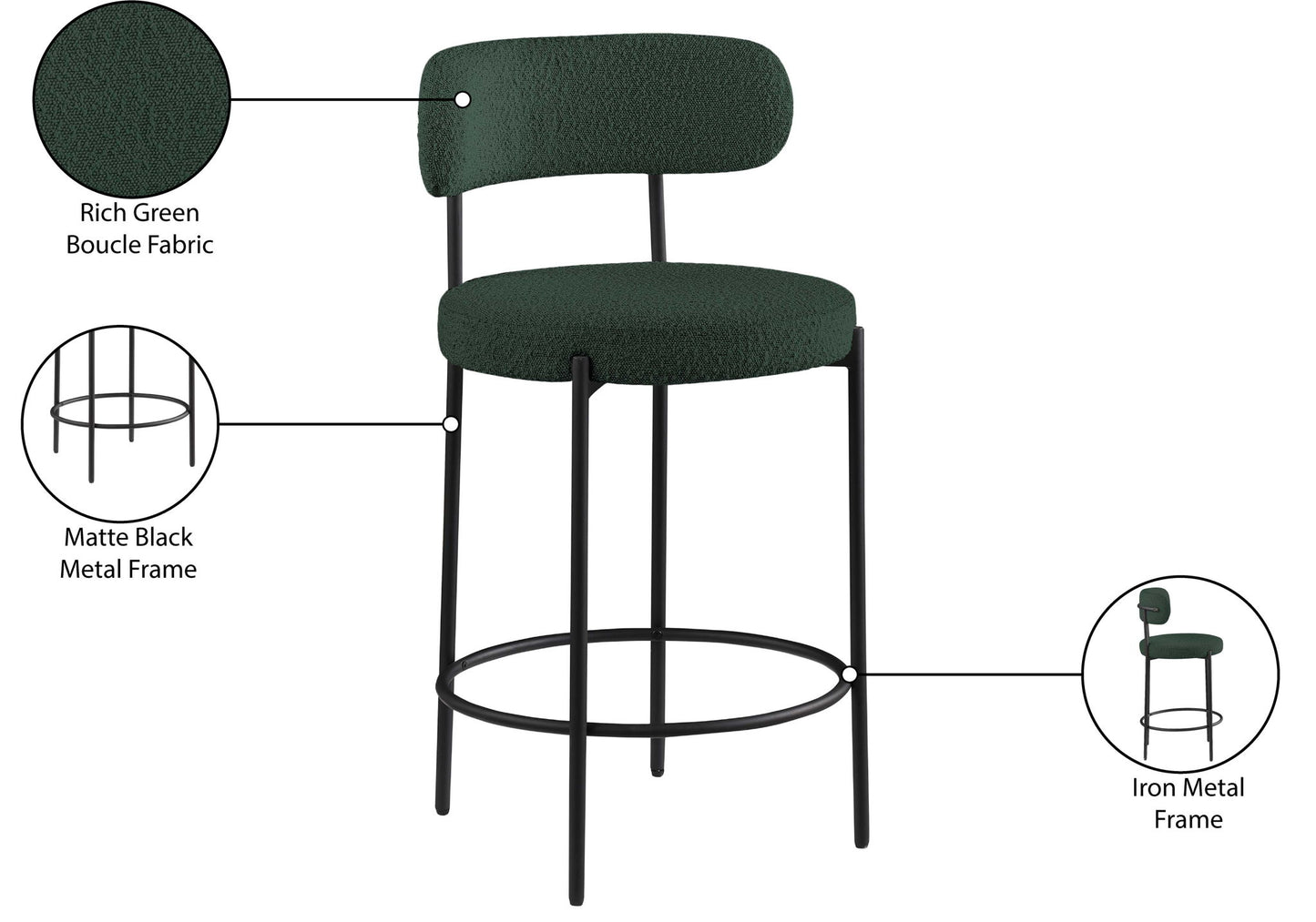 Beacon - Boucle Fabric Stool (Set of 2)
