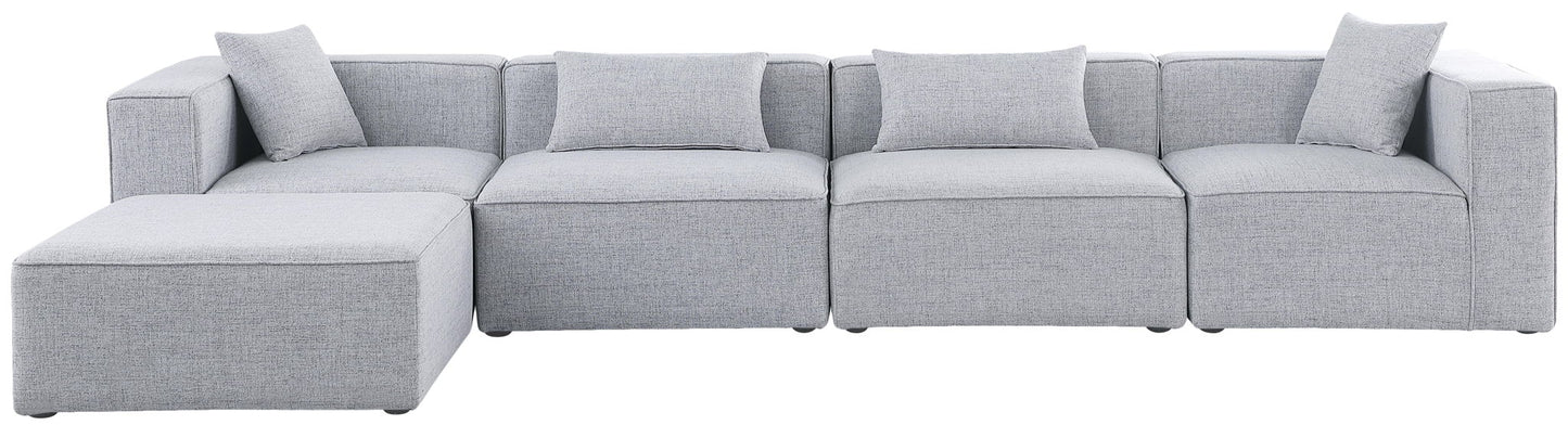 Cube - Linen 5 Piece Modular Sectional With Chaise