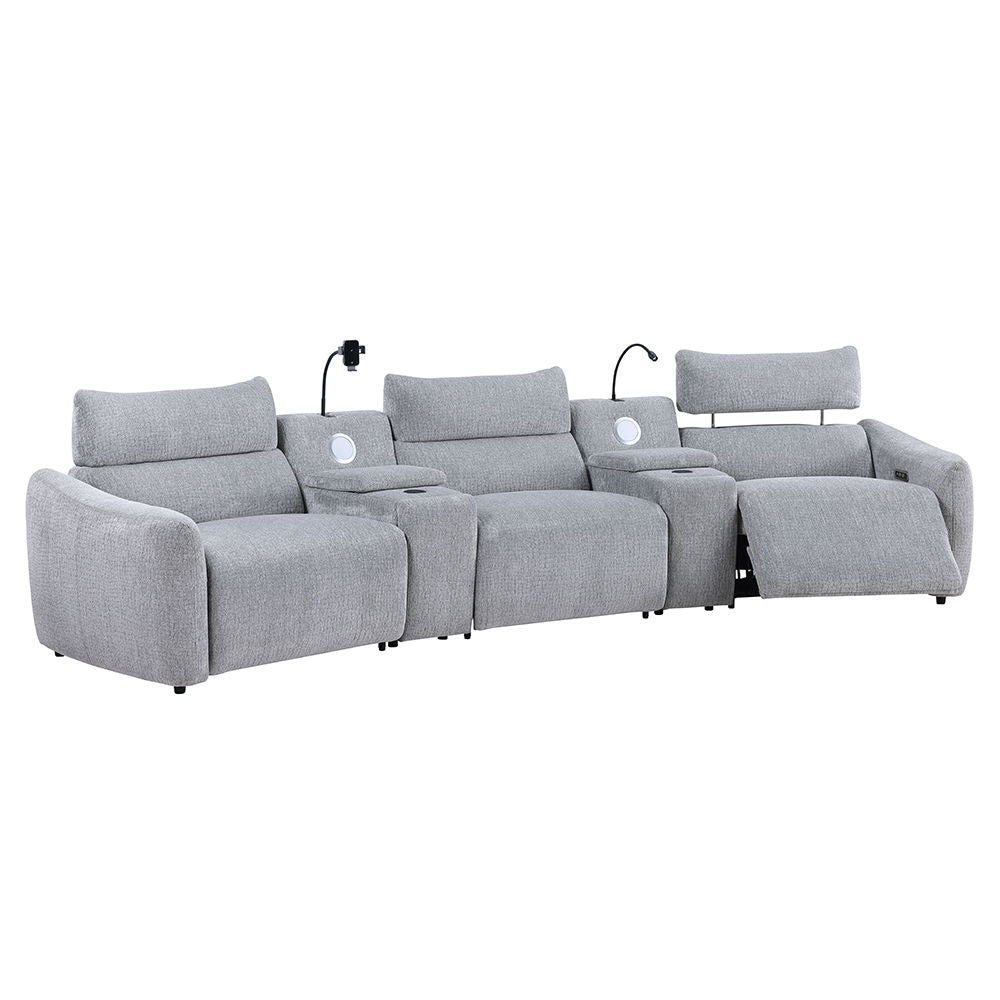 Fullar - RAF Modular Power Motion Recliner - Light Gray Chenille