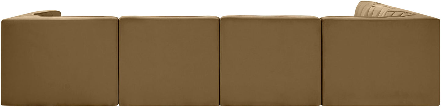 Rummi - Velvet Performance Fabric Upholstered 6 Piece Modular Sectional