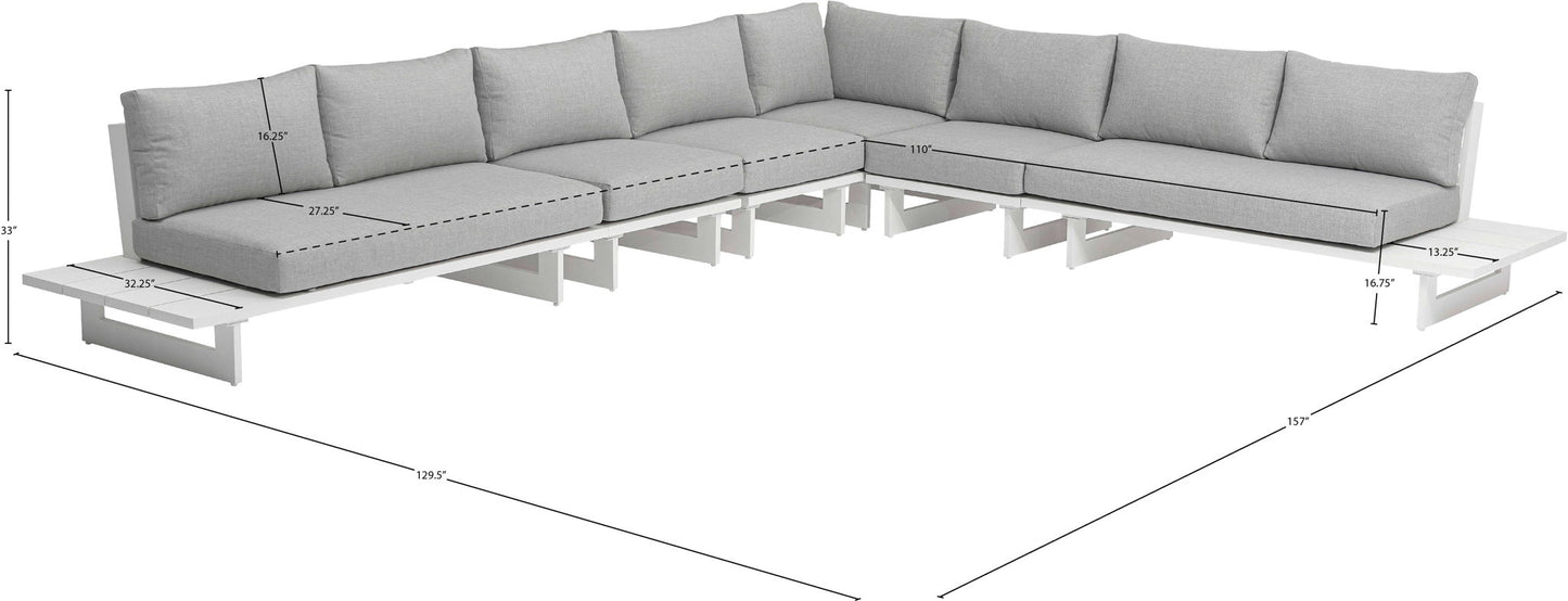 Maldives - 6 Piece Water Resistant Outdoor Patio Modular Sectional With White Base