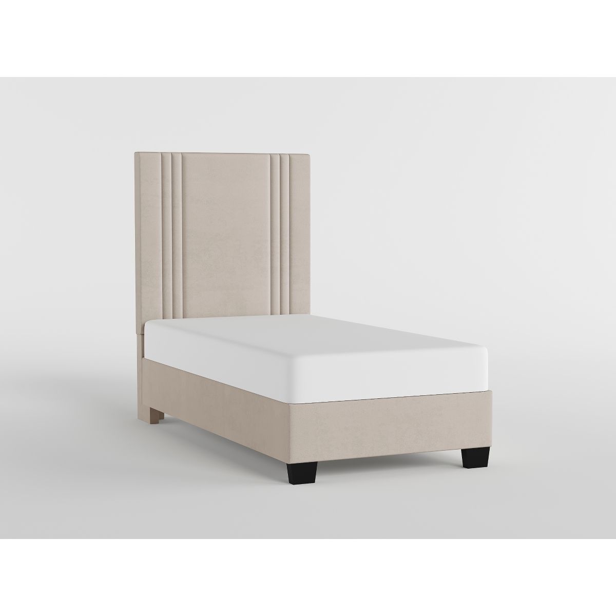39" Beige Microfiber Platform Bed