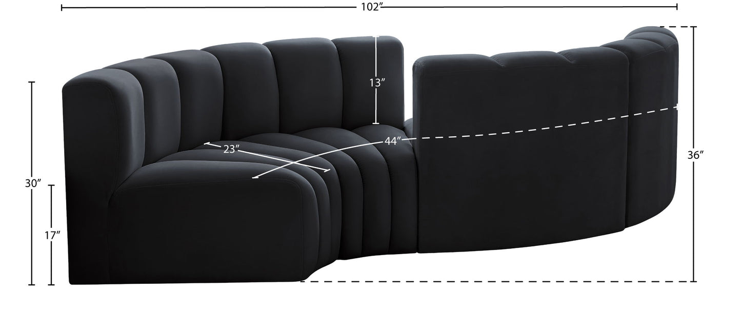 Arc - Velvet 4 Piece Curved Modular Sofa