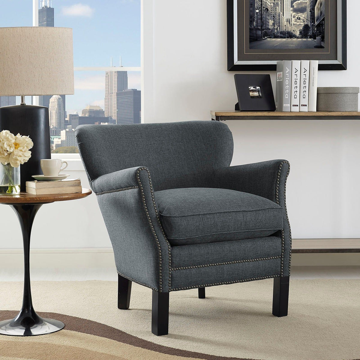 Key Upholstered Fabric Armchair - Gray