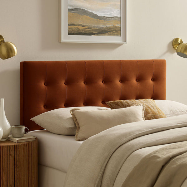 Emily Biscuit Tufted Performance Velvet Headboard - Full, Rust