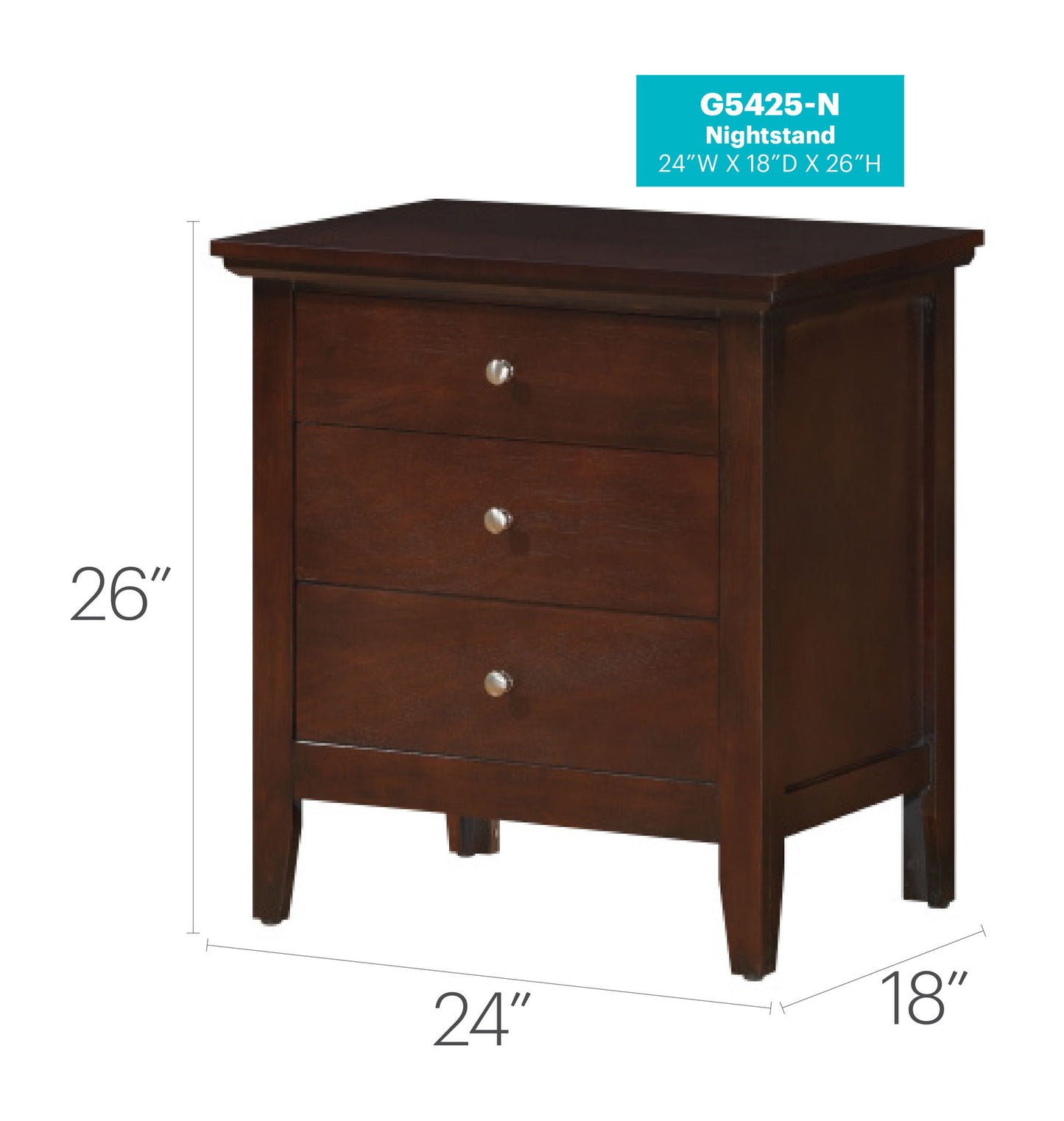 Glory Furniture - Hammond - 3 Drawer Nightstand