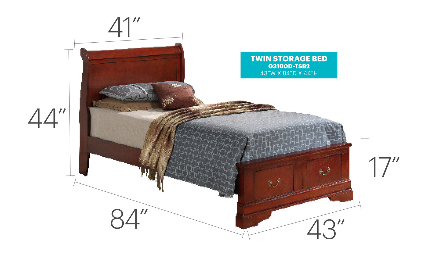 Glory Furniture - Louis Phillipe - Storage Bed