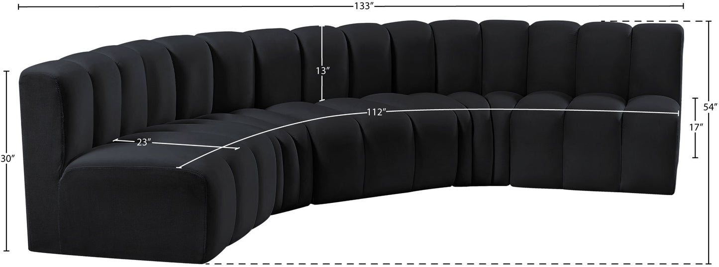 Arc - Velvet 5 Piece U-Shaped Modular Sofa