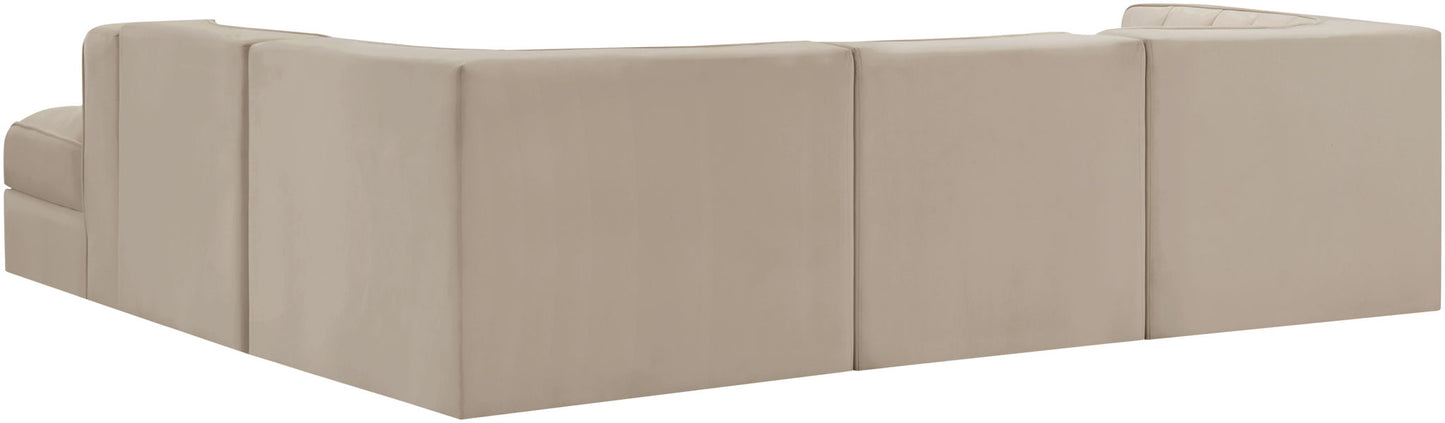 Rummi - Velvet Performance Fabric Upholstered 5 Piece Modular Sectional