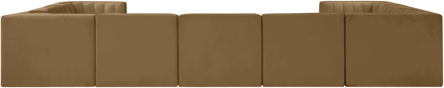 Rummi - Velvet Performance Fabric Upholstered 9 Piece Modular Sectional
