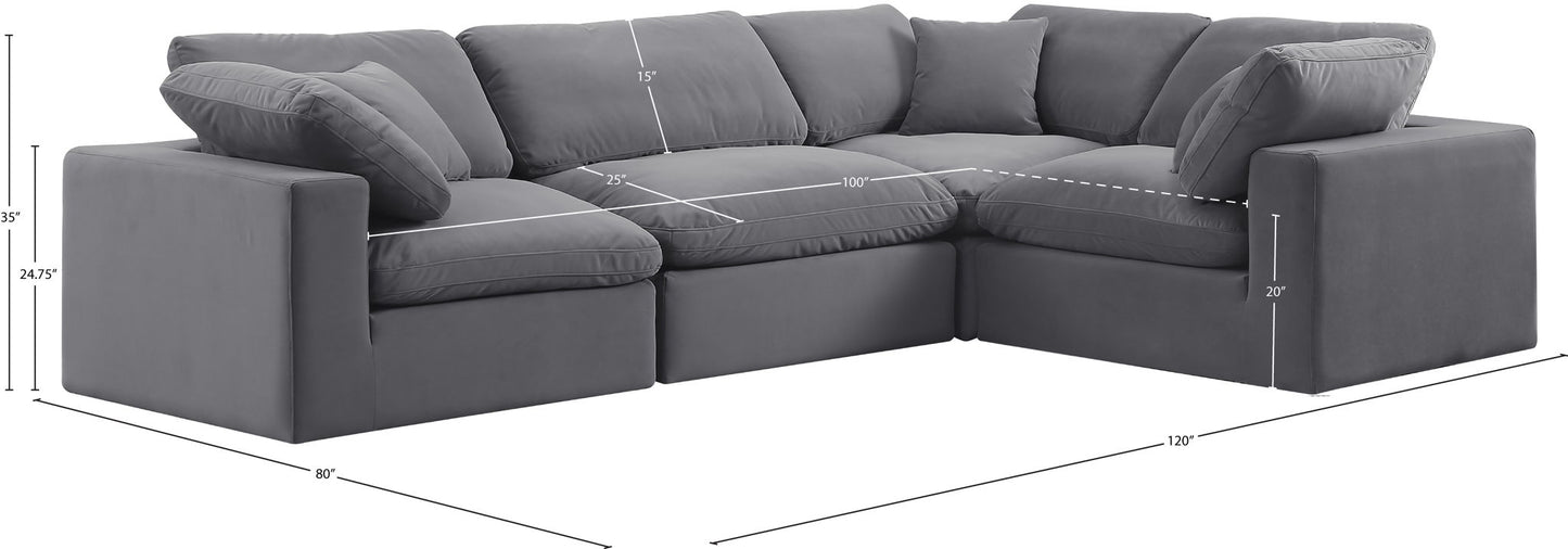 Comfy - 4 Piece Velvet Modular Sectional