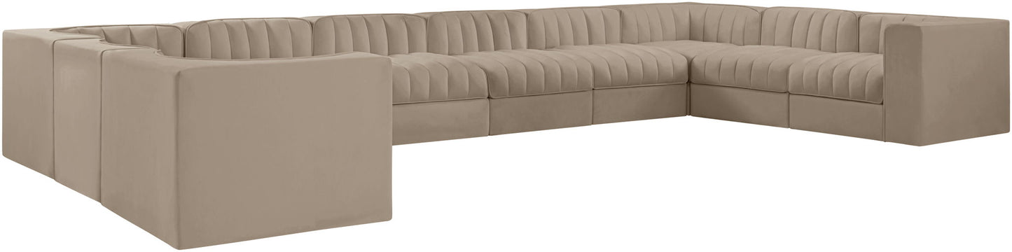 Rummi - Velvet Performance Fabric Upholstered 10 Piece Modular Sectional