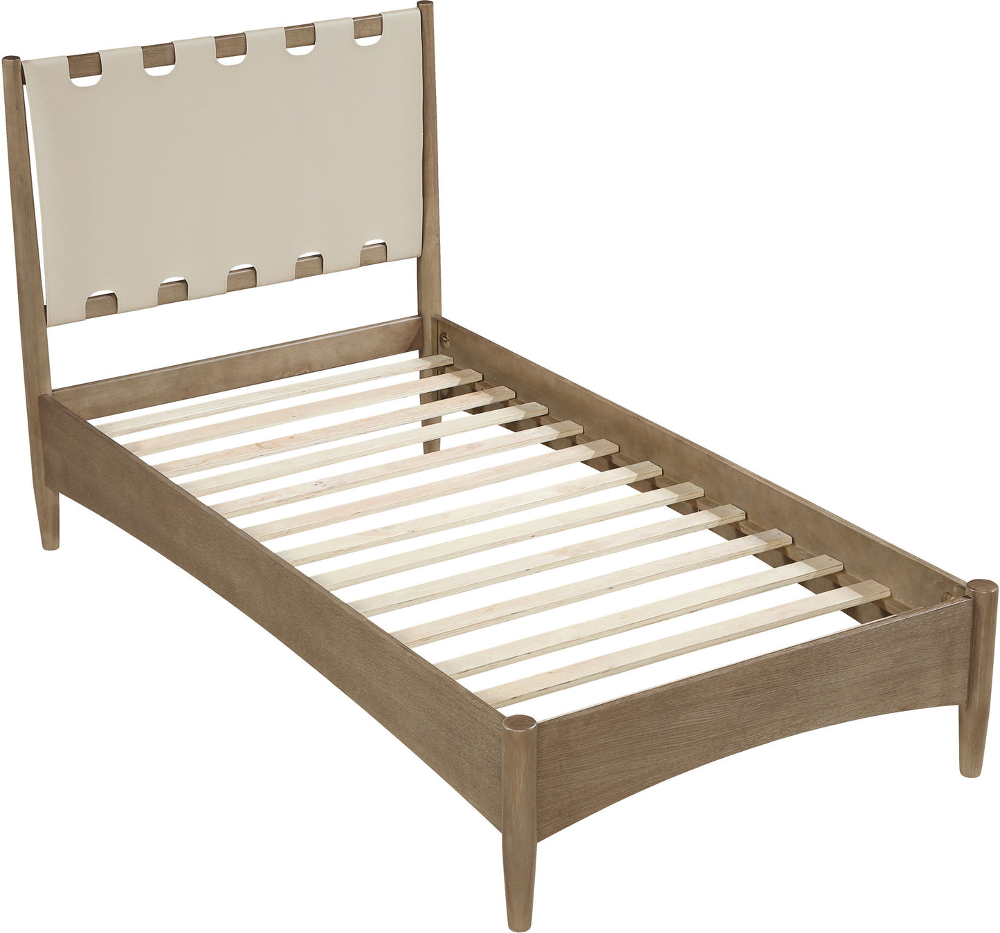 Santos - Vegan Leather Headboard And Wood Bed - Waxed Brown Frame
