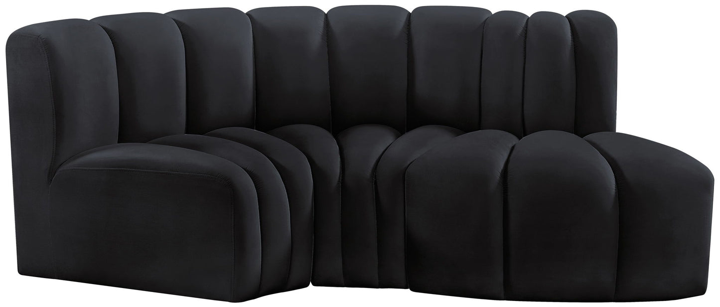 Arc - Velvet 3 Piece Modular L-Shaped Sofa