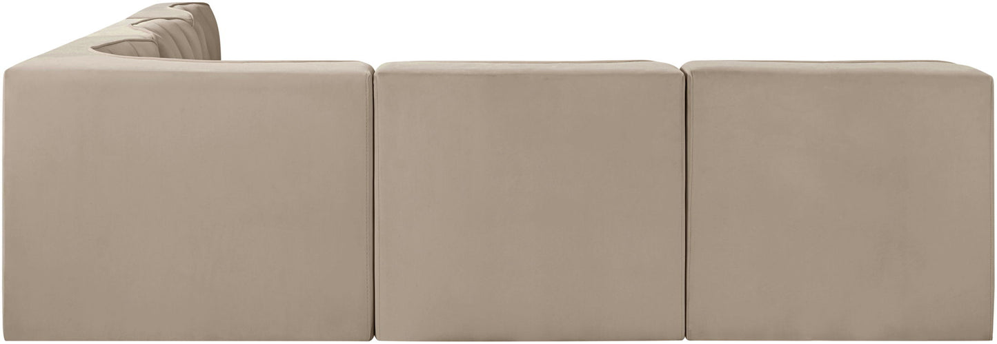 Rummi - Armless Velvet Performance Fabric Upholstered 5 Piece Modular Sectional