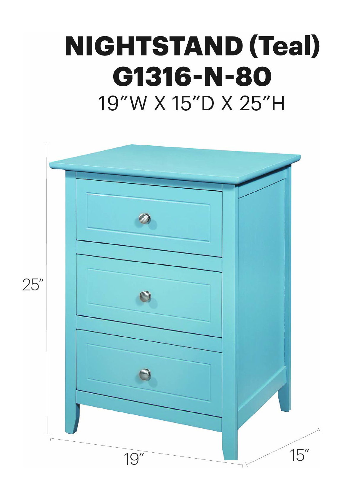 Glory Furniture - Daniel - 3 Drawer Nightstand