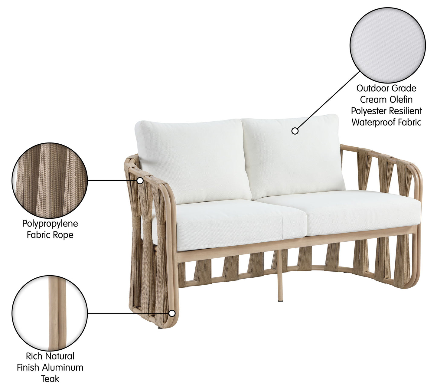 San Pietro - Resilient Waterproof Fabric 60.5" Upholstered Outdoor Patio Loveseat