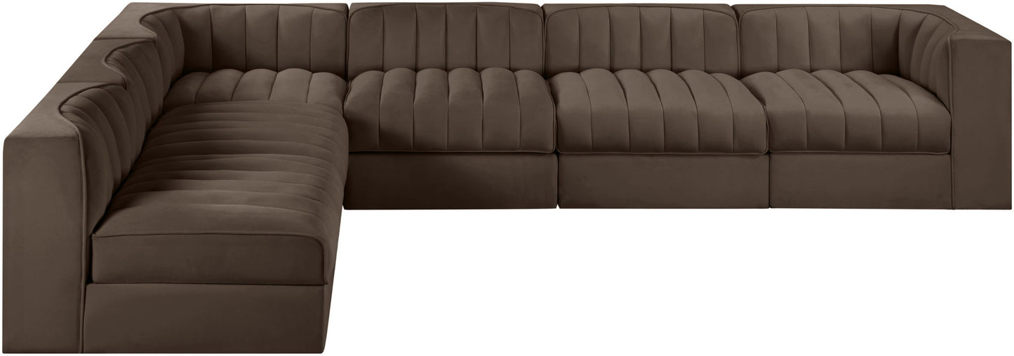 Rummi - Velvet Performance Fabric Upholstered 6 Piece Modular Sectional