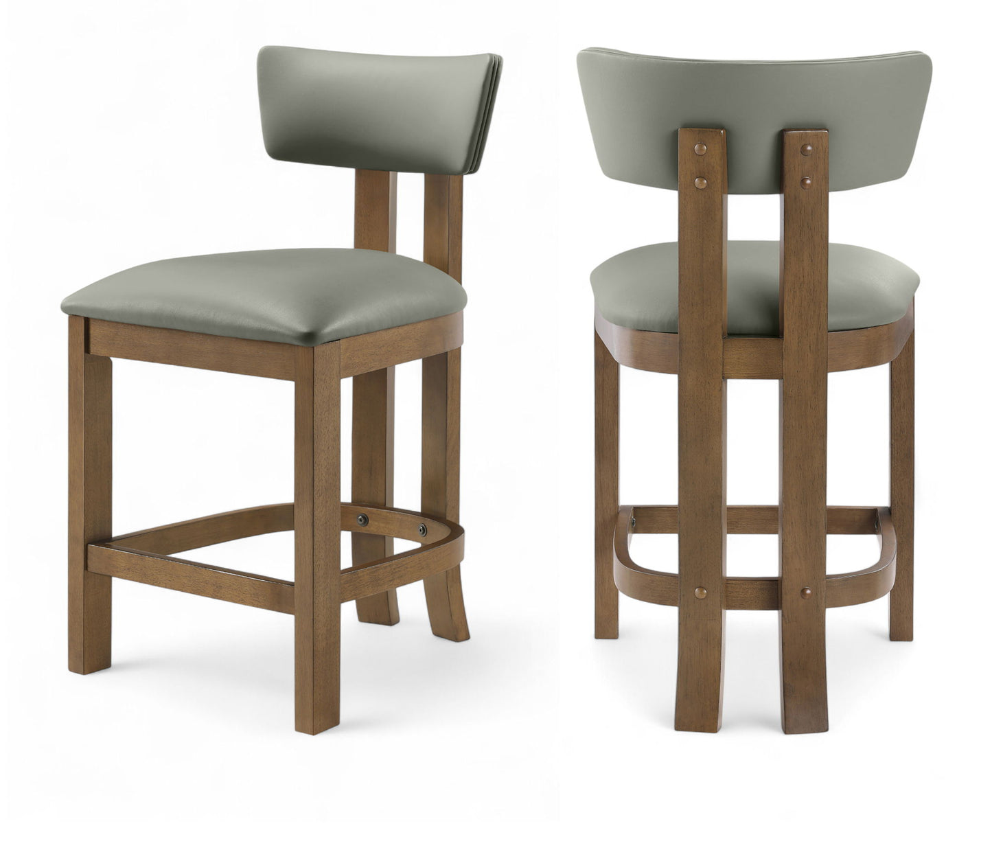 Lavrin - Vegan Leather Upholstered Counter Stool (Set of 2) - Walnut Base