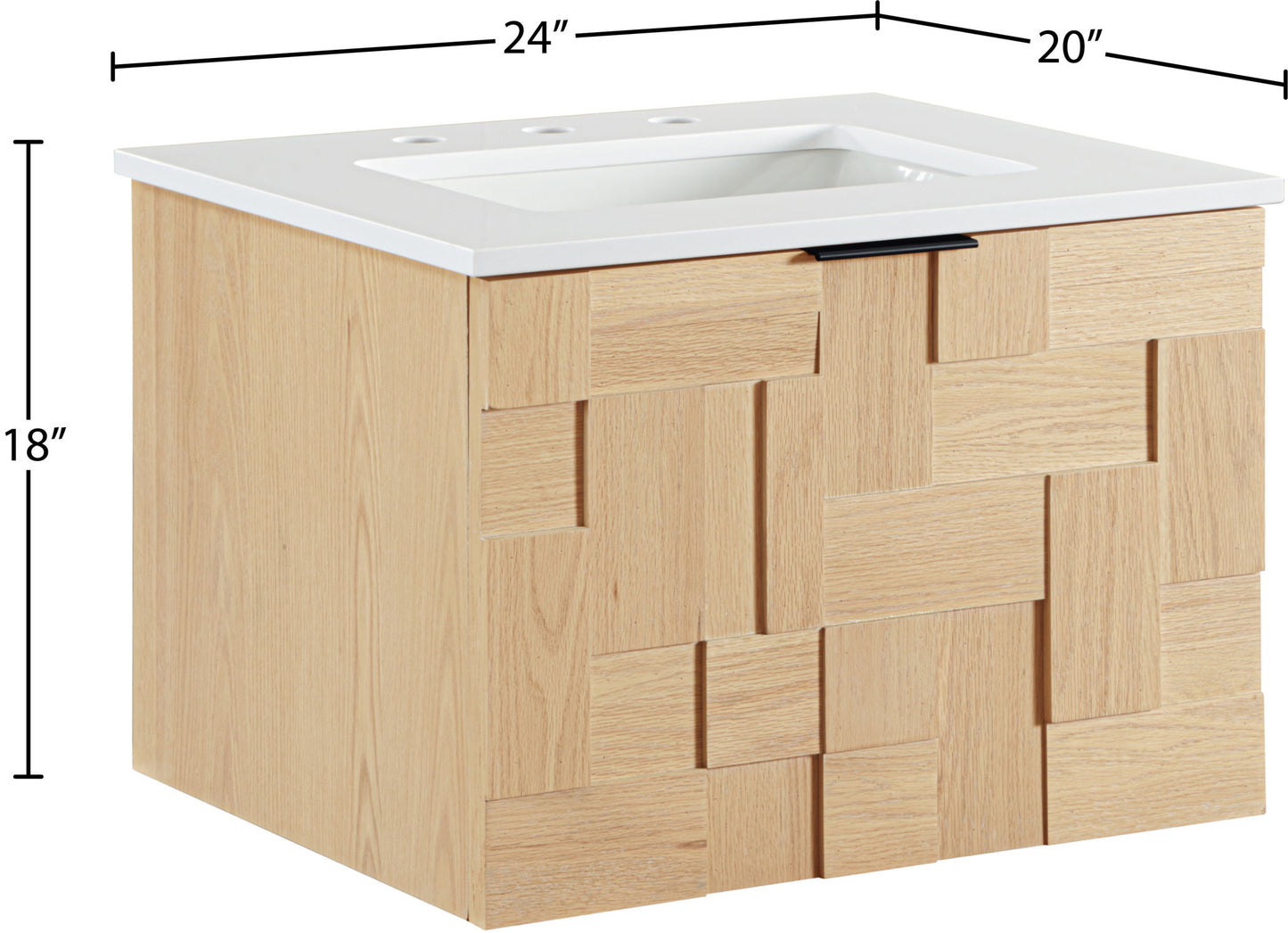 Leonardo - Engineered Stone And Solid Wood 24" Wall Mounted Bathroom Vanity