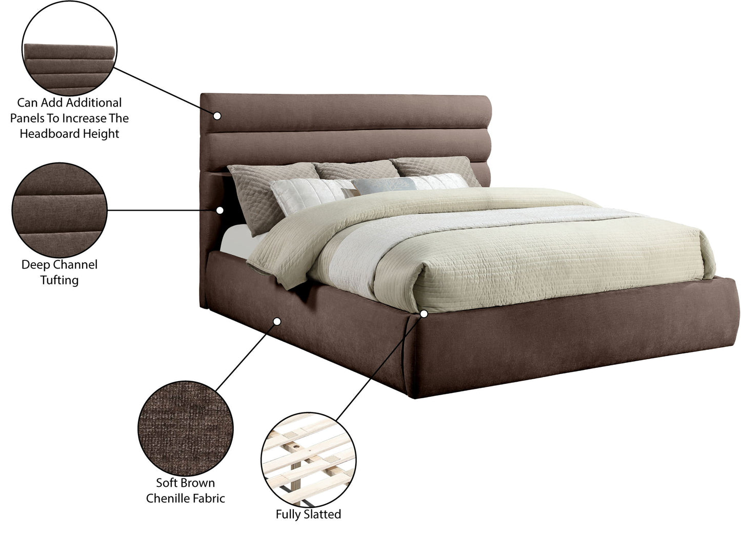 Adam - Chenille Fabric Bed With 52" Headboard