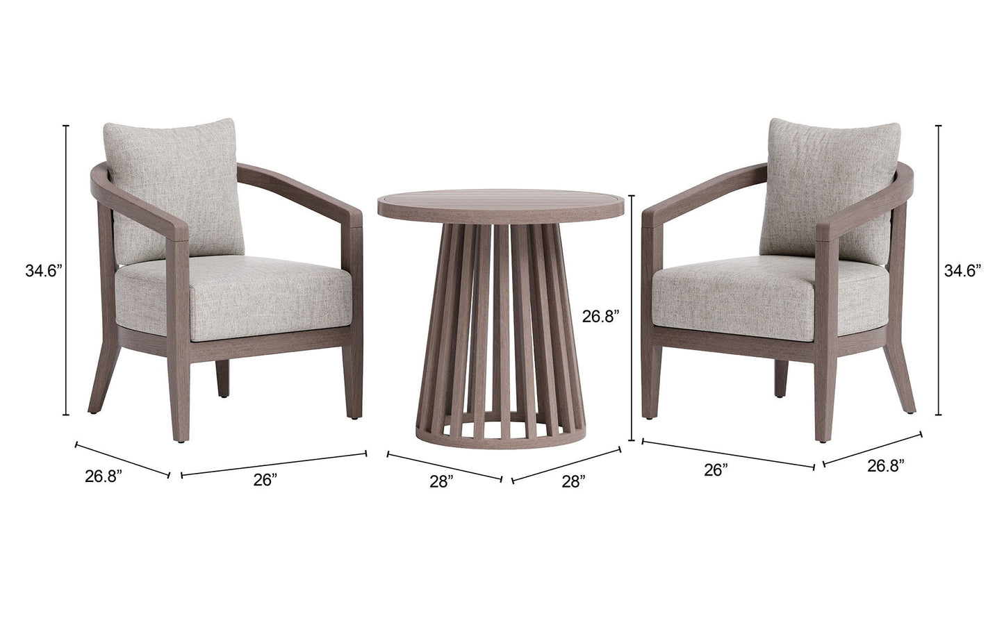 Viola - Patio Seating Set - Brown