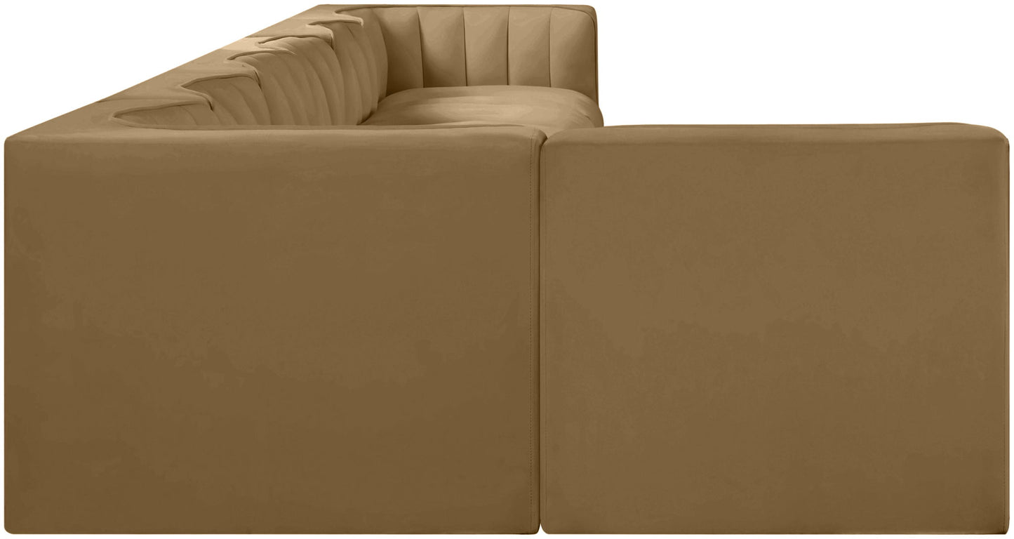 Rummi - Velvet Performance Fabric Upholstered 7 Piece Modular Sectional, L-Shaped (Right)