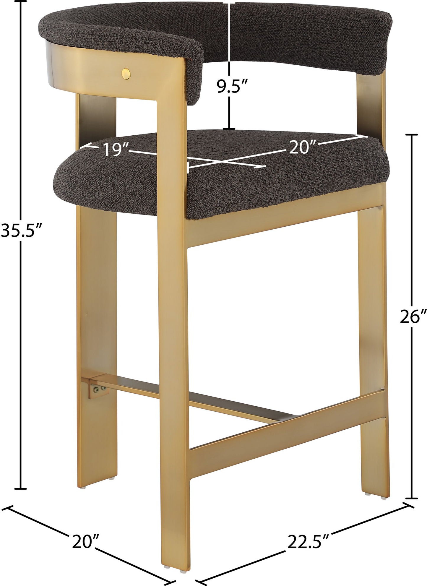 Romeo - Boucle Counter Stool With Gold Base (Set of 2)