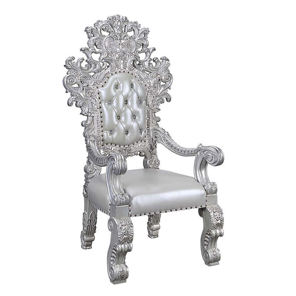 Valkyrie - Arm Chair (Set of 2) - Synthetic Leather & Antique Platinum