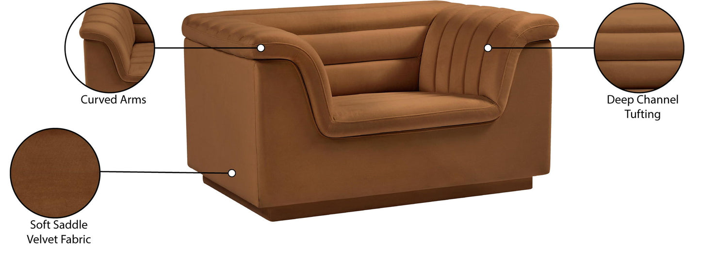 Cascade - Velvet Chair - Saddle
